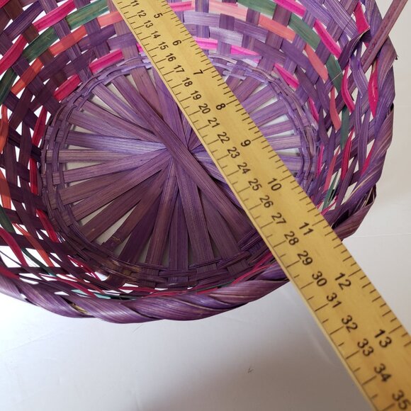Purple and Pink Round Wicker Easter Basket 11" Girls - Picture 4 of 5